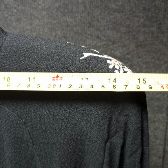 1930's Black Wool Flower Embroidered Sheath - Picture 7 of 9